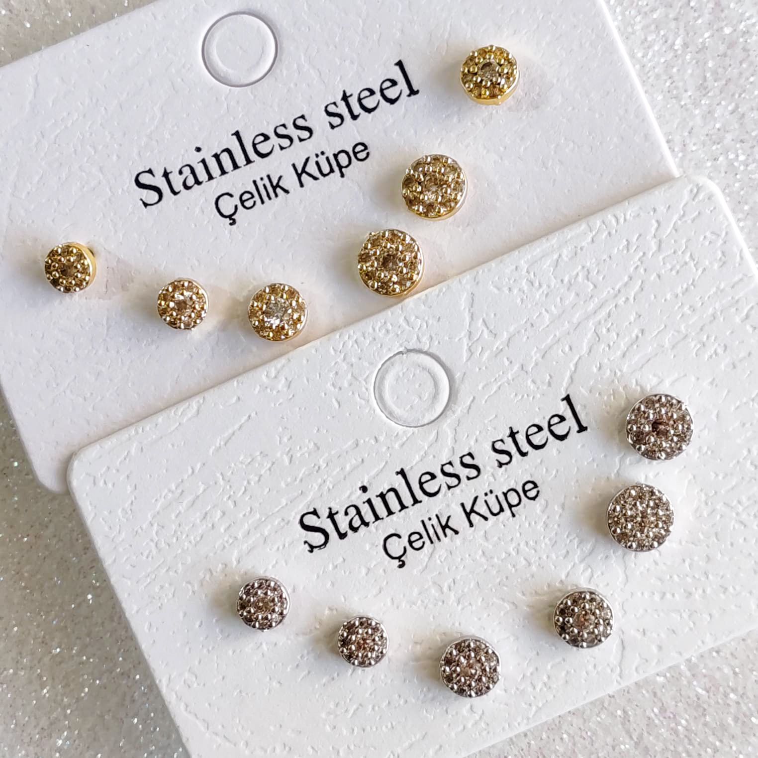 Yuvarlak Çivi Küpe- 6'lı Küpe Seti
