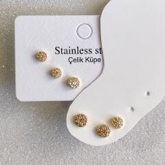 Yuvarlak Çivi Küpe- 6'lı Küpe Seti