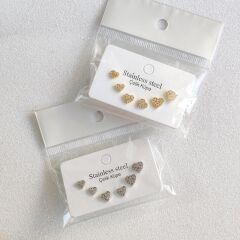 Kalp Çivi Küpe - 6'lı Küpe Seti