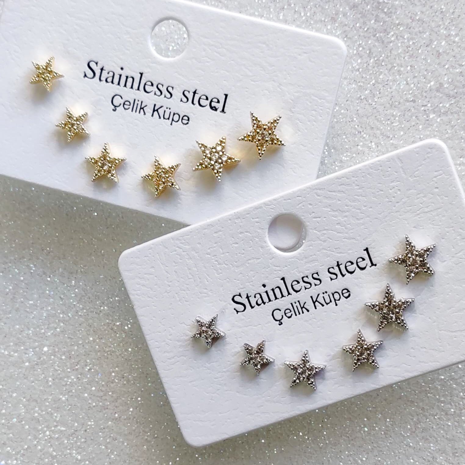 Yıldız Çivi Küpe - 6'lı Küpe Seti