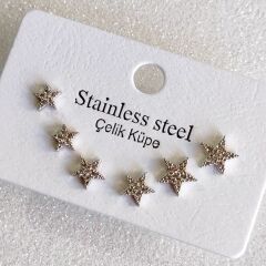 Yıldız Çivi Küpe - 6'lı Küpe Seti