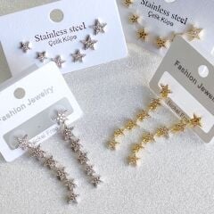 Yıldız Çivi Küpe - 6'lı Küpe Seti