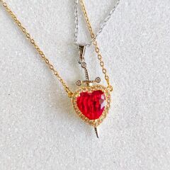 Kılıç Kalp Çift Kolyesi - Kılıç Kalp Sevgili Kolye