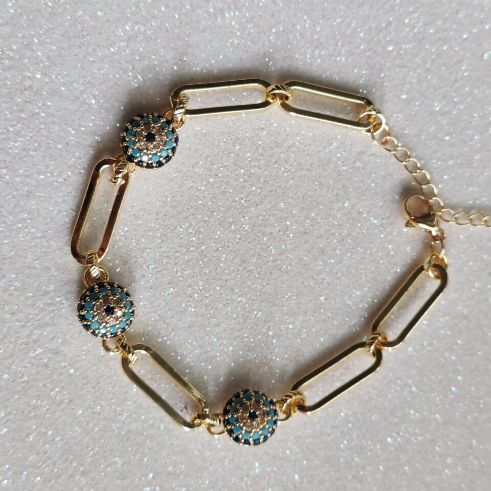 Zirkon Taşlı Nazar Boncuğu Kolye & Bileklik