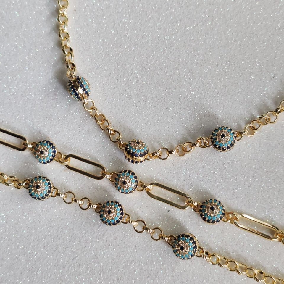 Zirkon Taşlı Nazar Boncuğu Kolye & Bileklik